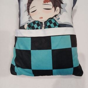 Kids Anime Character Pillow - Blue and Black